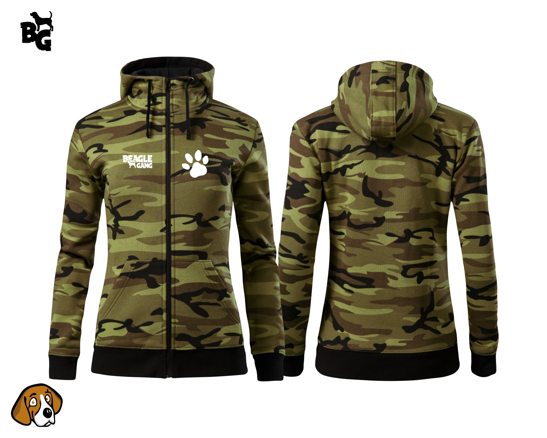 Dámská Mikina Camo Zipper BG Tlapka Small