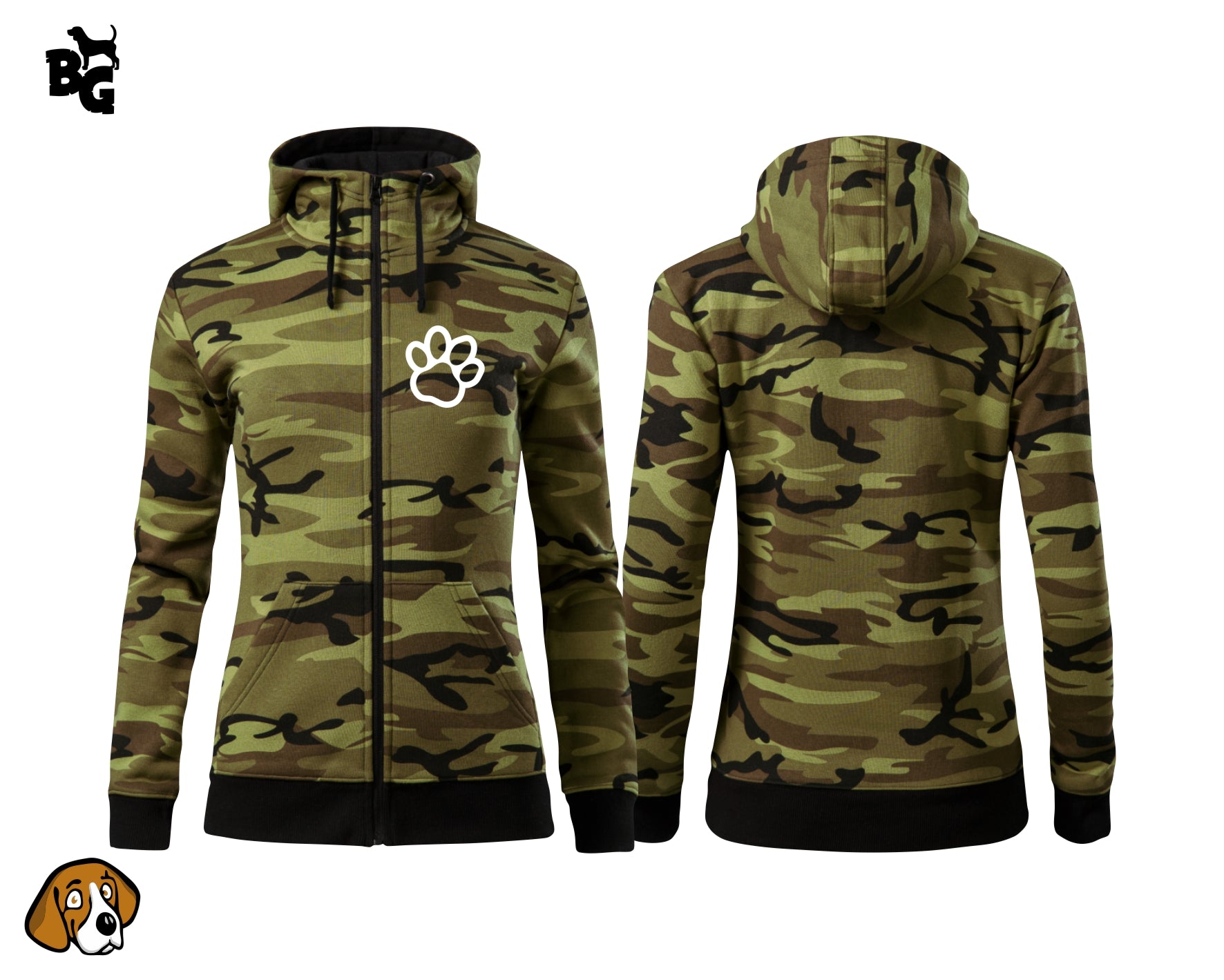 Dámská Mikina Camo Zipper BG Tlapka